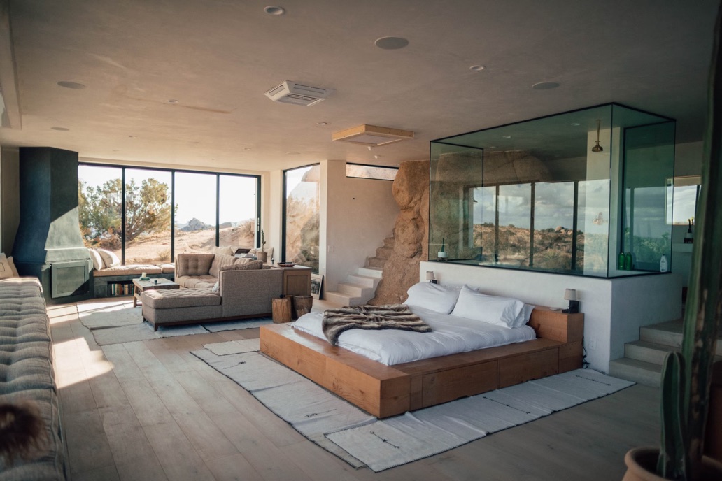 Modern hotel suite with panoramic windows