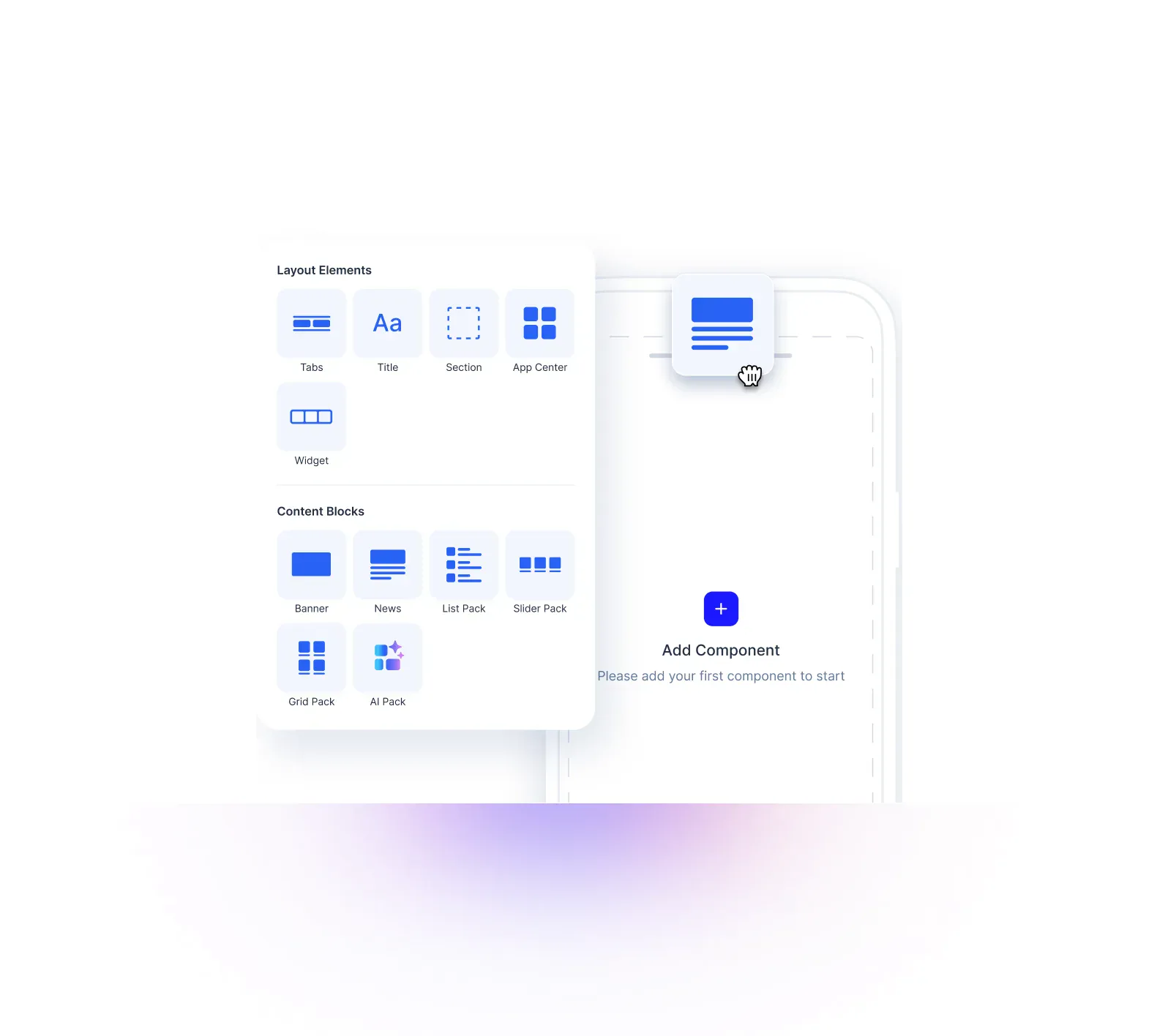 The portal's home screen designer, arranging banners, icons and layout