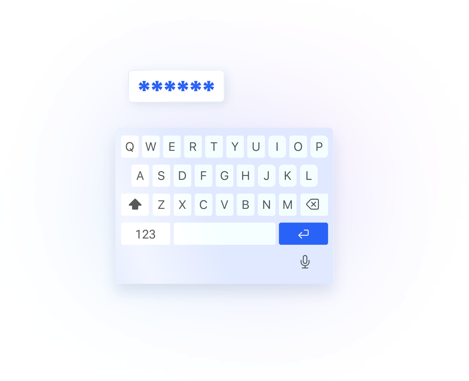 A phone showing a secure on-screen keyboard, illustrating input that bypasses the standard OS keyboard stack