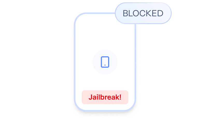 A phone with a “Jailbreak!” warning and a BLOCKED badge