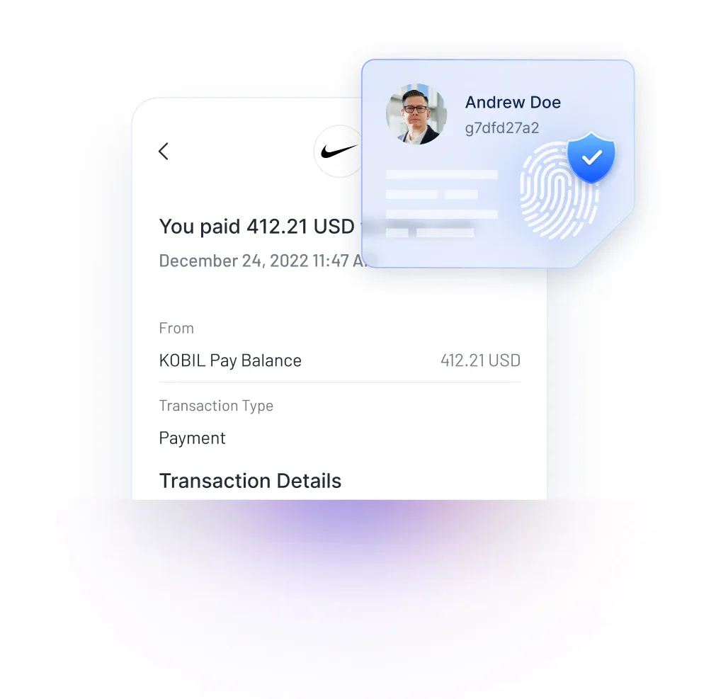 Ein Telefon best&auml;tigt einen One-Tap-Login mit verifiziertem Nutzerprofil